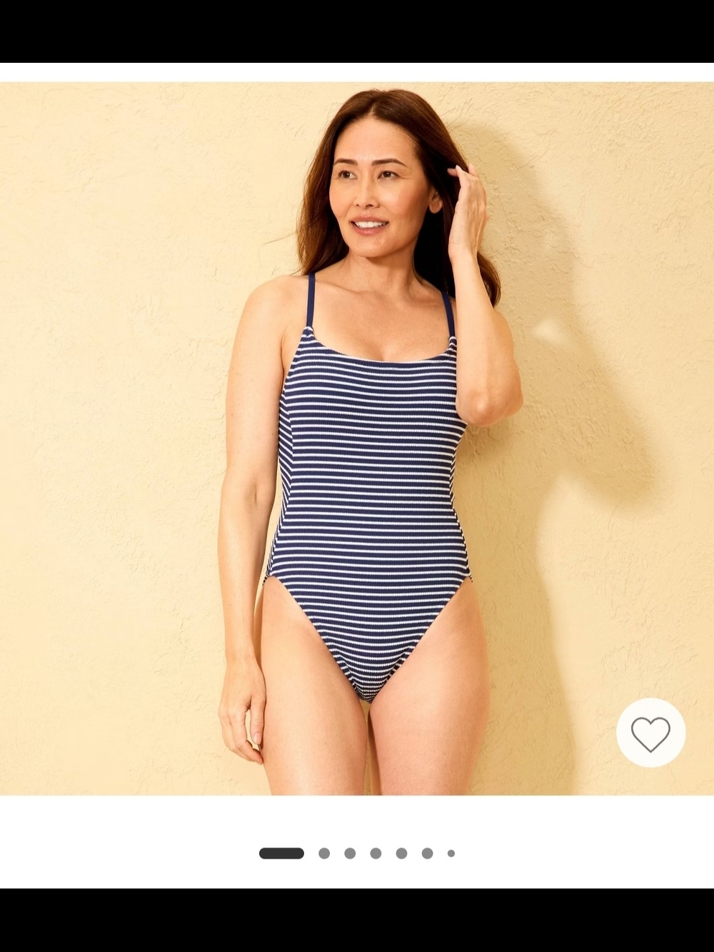 Women’s Navy and White Stripe One-Piece Swimsuit